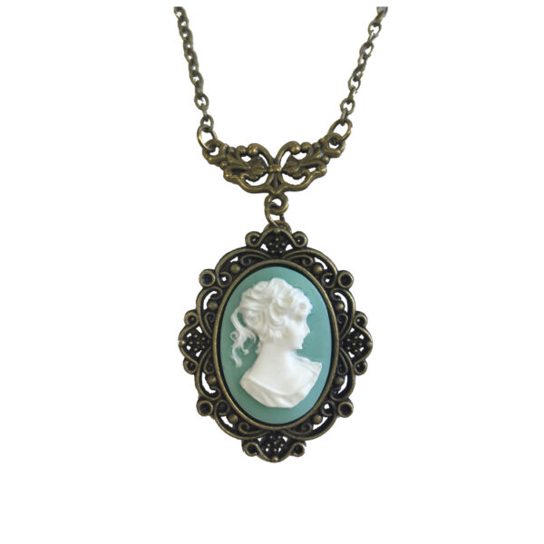 Jewelry Jewelry 1-1/2″ Green Victorian Antique Cameo Pendant