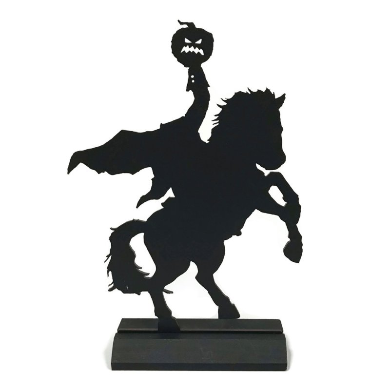 10" Standing Wooden Headless Horseman Silhouette Halloween Tabletop