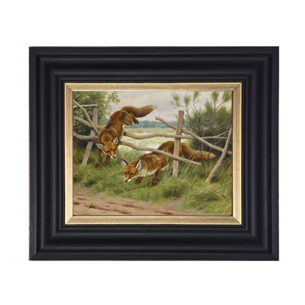 Cabin/Lodge Fox Fox Hunting by Georges Frederic Rotig Framed Oil Painting Print on Canvas