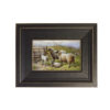 Farm and Pastoral Paintings A Doubtful Neighbor by Charles Jones Framed Oil Painting Print on Canvas in Distressed Black Wood Frame
