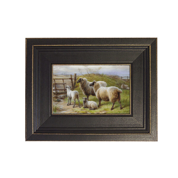 Farm/Pastoral Farm A Doubtful Neighbor by Charles Jones Framed Oil Painting Print on Canvas in Distressed Black Wood Frame