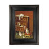 Farm and Pastoral Paintings Musical Kittens; A New Hiding Place by Jules Leroy Framed Oil Painting Print on Canvas in Distressed Black Wood Frame