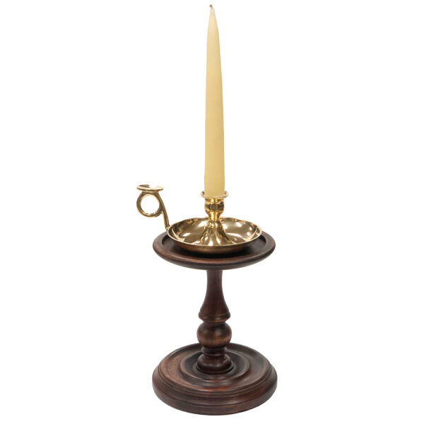 Wood Early American 7-1/4″ Wood Turned Candle Stand- Antique Vintage Style