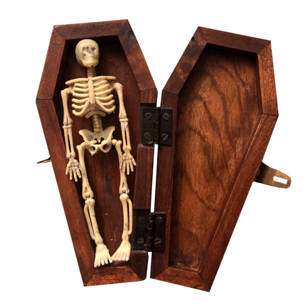 Decorative Boxes Pirate 7″ Coffin Box “Dead Man Tell No Tales” with Plastic Skeleton