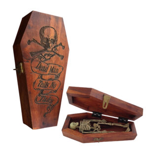 Decorative Boxes Pirate 7″ Coffin Box “Dead Man Tell No Tales” with Plastic Skeleton