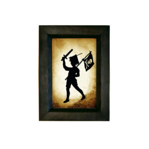 Framed Silhouette Children 7-1/2″ Child Pirate with Sword and Flag Printed Silhouette Wall Art
