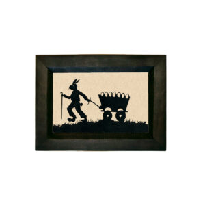 Easter Easter Egg Wagon Printed Paper Silhouette in Black Wood Frame. 5-1/2″ x 7-1/2″.