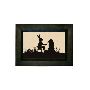 Easter Easter Bunny Painting Giant Easter Egg Printed Silhouette in a Black Wood Frame- 5-1/2 x 7-1/2″