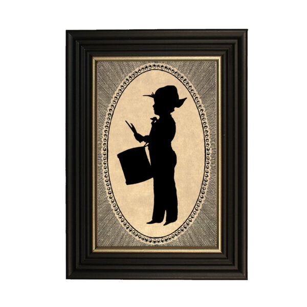 Silhouettes Civil War Framed Drummer Boy Printed Silhouette- Antique Vintage Style