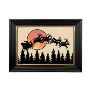 Christmas Christmas Santa and Reindeer Flying Over the Moo ...