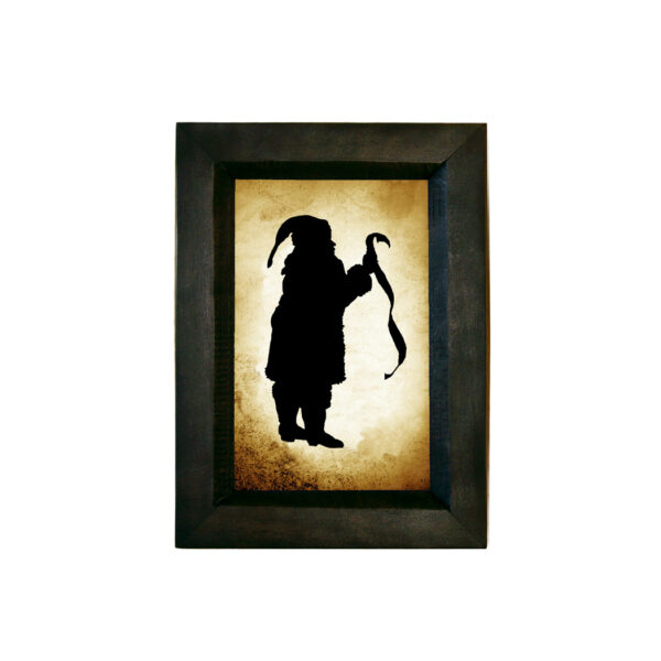 Silhouettes Christmas Framed Santa Claus with Christmas List Silhouette – Antique Vintage Style