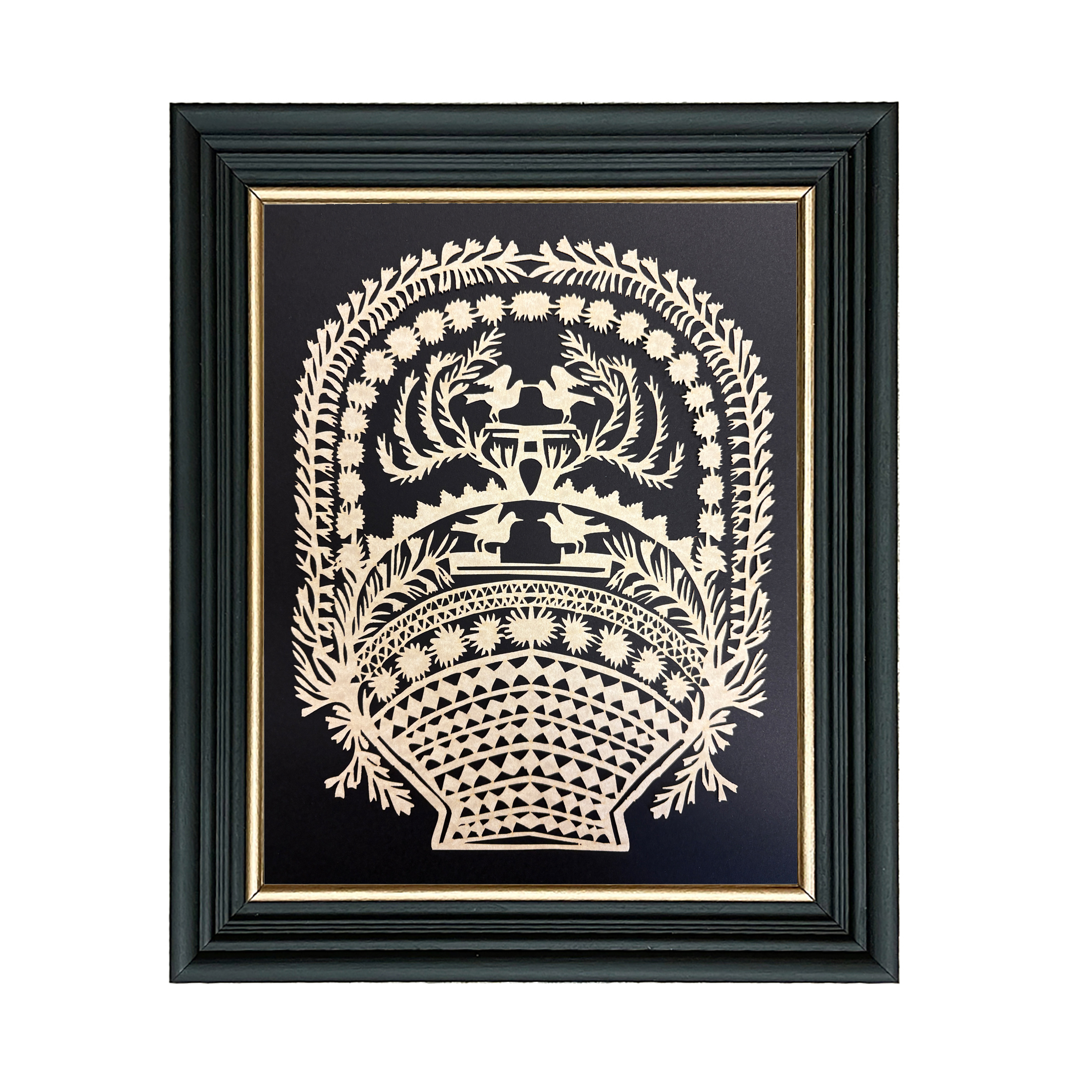 Scherenschnittes Animals Framed Lovebirds Basket Scherenschnitt ...