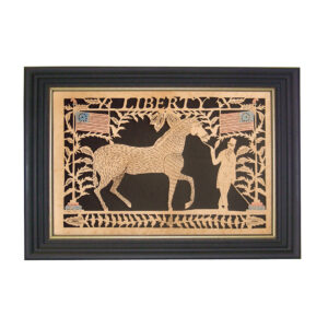 Scherenschnittes Animals Liberty Reproduction Scherenschnitte Paper Cutting in Black and Gold Frame