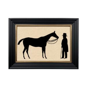 Early American Early American Horse and Master Framed Paper Cut Silh ...