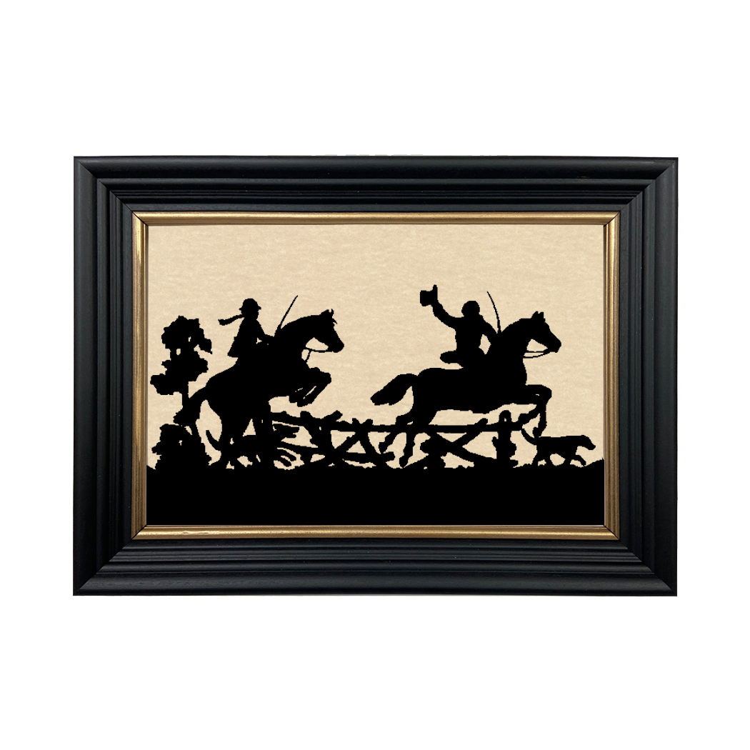 Early American Early American Jumping Fences Framed Paper Cut Vintage Silhouette Early American Early American Jumping Fences Framed Paper Cut Vintage Silhouette
