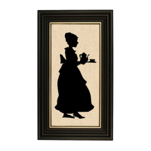 Early American Early American Colonial Woman Serving Tea Framed Pape ...