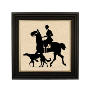 Equestrian/Fox Dogs Woman Rider with Dog Framed Paper Cut  ...