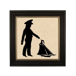 Framed Silhouette Nautical Boy with Pond Boat Framed Paper Cut Si ...