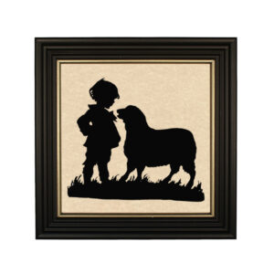 Early American Animals Boy and Lamb Framed Cut Farmhouse Pape ...