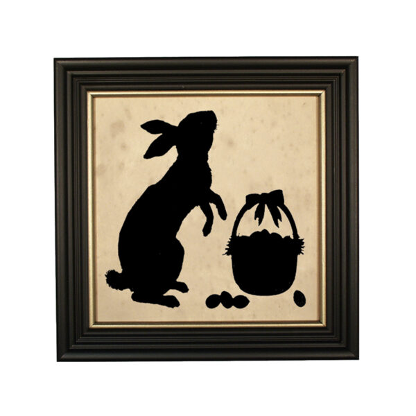 Silhouettes Easter Curious Bunny Framed Paper Cut Silhouette in Black Wood Frame with Gold Trim. Framed to 10 x 10″.