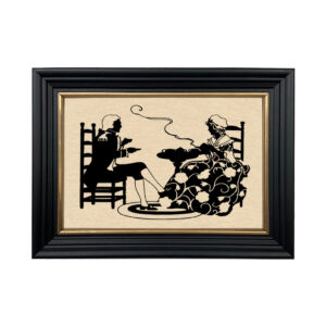 Early American Early American Colonial Tea Framed Paper Cut Silhouet ...