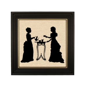 Early American Early American Pouring a Cup of Tea Framed Paper Cut  ...