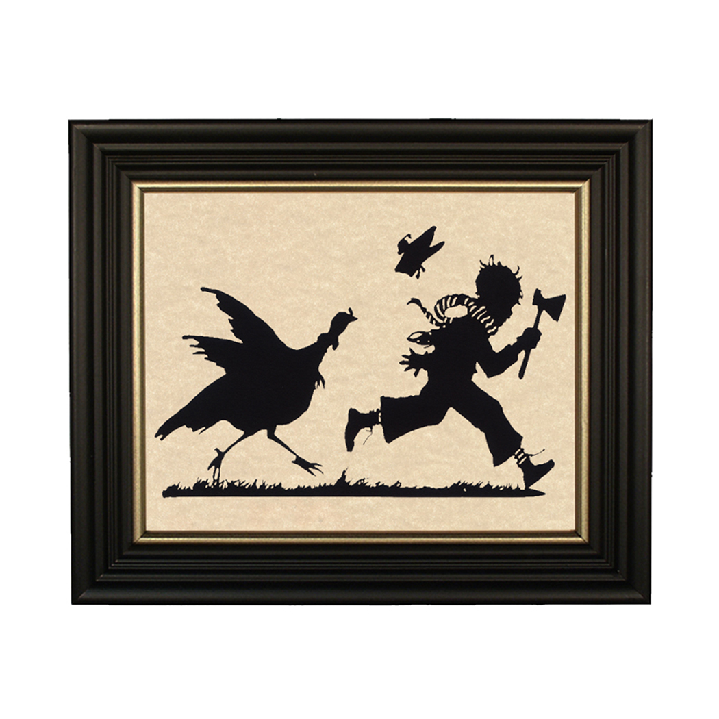 Cabin/Lodge Early American Thanksgiving Dinner Chase Framed Paper Cut Vintage Silhouette Cabin/Lodge Early American Thanksgiving Dinner Chase Framed Paper Cut Vintage Silhouette