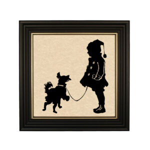 Christmas Animals Boy with Dog on Winter Walk Framed Pap ...