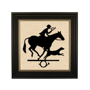 Equestrian/Fox Equestrian Hunter with Bugle and Hound Framed Pap ...