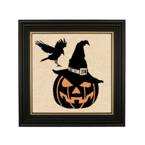 Framed Silhouette Halloween Jack-O-Lantern and Crow Framed Black P ...