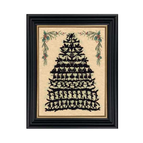 Christmas Christmas 12 Days of Christmas Framed Paper Cut Silhouette in Black Wood Frame with Gold Trim. An 8 x 10″ framed to 10 x 12″.