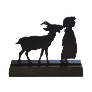 Wooden Silhouettes Animals Goat Eating Pigtails Standing Wood Silhouette Early American Farmhouse Tabletop Ornament Decoration