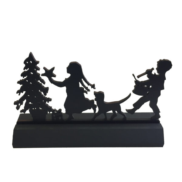 Christmas Decor Children 7″ Deck the Tree Standing Wooden Silhouette Tabletop Ornament Decoration
