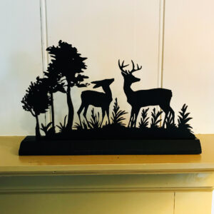 Wooden Silhouettes Animals 11″ Buck and Doe Standing Wood S ...