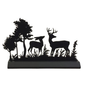 Wooden Silhouettes Animals 11″ Buck and Doe Standing Wood Silhouette Lodge Cabin Tabletop Ornament Decoration