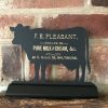 Wooden Silhouettes Animals 6″ Standing Wooden Cow with Vintage Advertisement Silhouette Farmhouse Tabletop Ornament Decoration