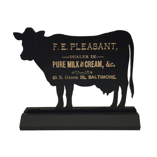 Farm and Lodge Silho Farm 6″ Standing Wooden Cow with Vintage Advertisement Silhouette Farmhouse Tabletop Ornament Decoration