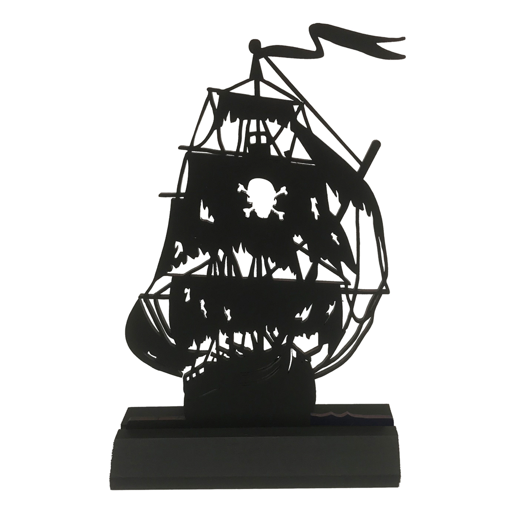 Black Pearl Pirate Ship Standing Wood Silhouette Halloween Pirate Party  Tabletop Ornament Sculpture Decoration - Schooner Bay Company