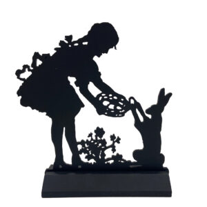 Wooden Silhouettes Easter 7″ Bunny Gathering Eggs Standing ...