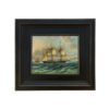 Nautical Paintings Baltimore Clipper Architect Framed Oil Painting Print on Canvas in Distressed Black Wood Frame