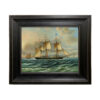 Nautical Paintings Baltimore Clipper Architect Framed Oil Painting Print on Canvas in Distressed Black Wood Frame