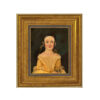 Portrait and Primitive Paintings Mary Jane with Flowers Framed Oil Painting Print on Canvas in Antiqued Gold Frame