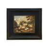 Farm and Pastoral Paintings Sheep in Landscape Framed Oil Painting Print on Canvas in Distressed Black Wood Frame