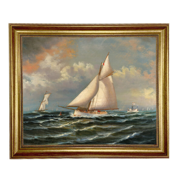 Nautical Nautical The Puritan Leading Genesta Framed Oil Painting Print on Canvas