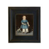 Portrait and Primitive Paintings Boy with Toy Soldier Painting Reproduction Print on Canvas in Distressed Black Solid Ash Frame