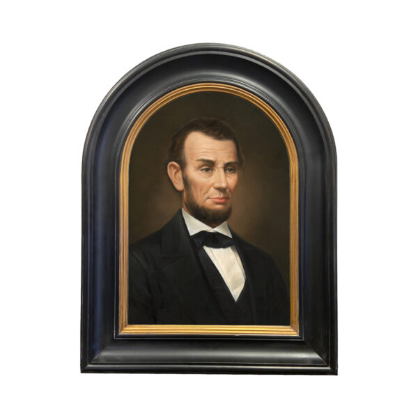 Civil War Paintings Civil War President Abraham Lincoln Framed Oil Painting Print on Canvas in Black and Gold Arched Wood Frame. A 14″ x 20″ framed to 20 x 26″.