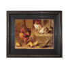 Farm and Pastoral Paintings Rabbits and Chickens (c. 1900) Framed Oil Painting Print on Canvas in Distressed Black Wood Frame