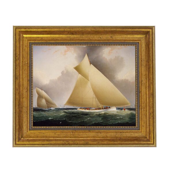 Nautical Paintings Nautical Mayflower Leading Galatea Framed Oil Painting Print on Canvas in Antiqued Gold Frame
