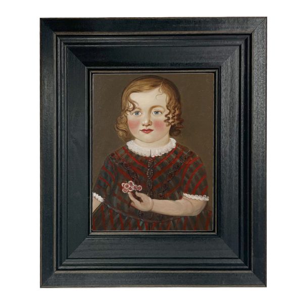 Painting Prints on Canvas Early American Girl in Red Dress Primitive