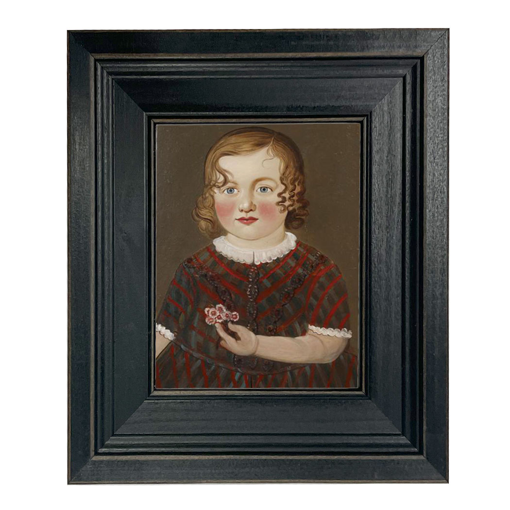 Painting Prints on Canvas Early American Girl in Red Dress Primitive ...